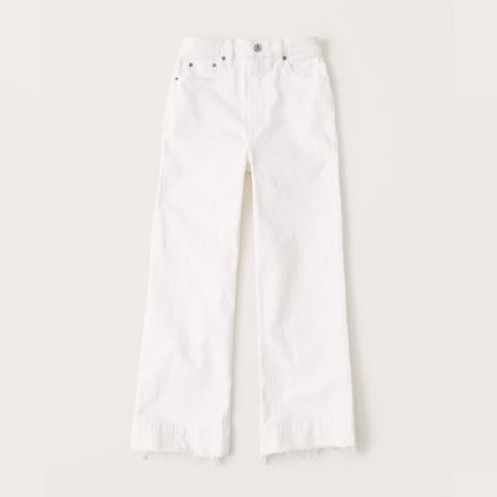 Abercrombie & Fitch Ultra High Rise Cropped Wide-Leg Jeans White